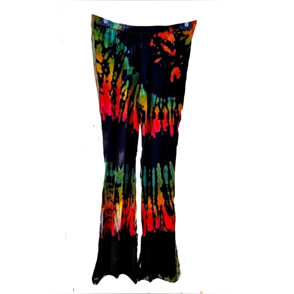 TIE DYE *8 Colors Avail* Rayon Stretch Bell Bottom Pant OS NEW - Picture 7 of 16